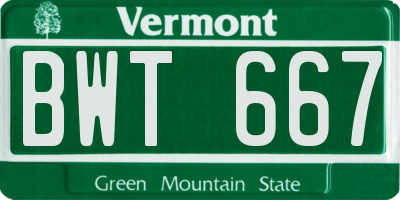 VT license plate BWT667