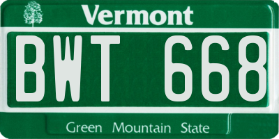 VT license plate BWT668