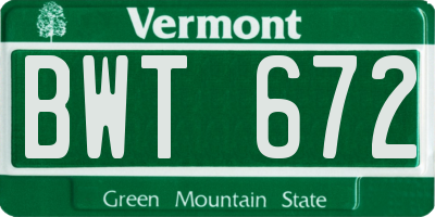 VT license plate BWT672