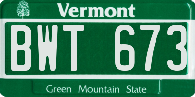 VT license plate BWT673