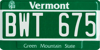 VT license plate BWT675