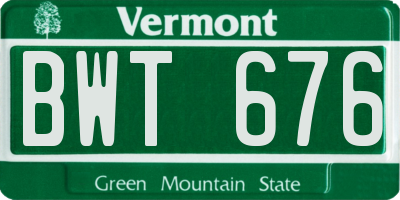 VT license plate BWT676