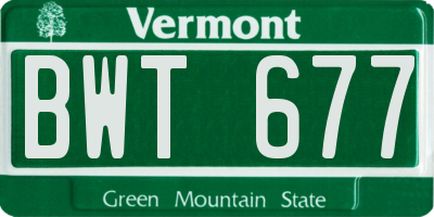 VT license plate BWT677