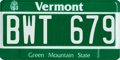 VT license plate BWT679