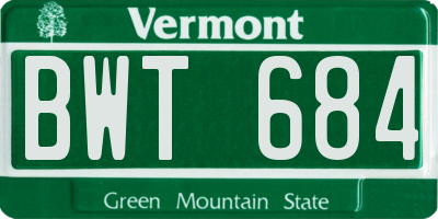 VT license plate BWT684