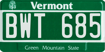 VT license plate BWT685
