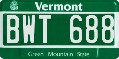 VT license plate BWT688