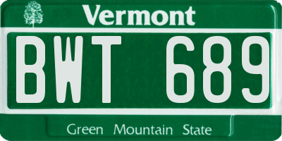 VT license plate BWT689