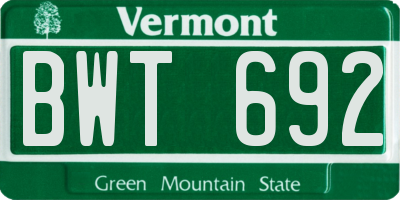 VT license plate BWT692