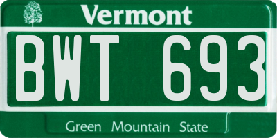 VT license plate BWT693