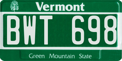 VT license plate BWT698
