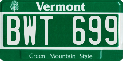 VT license plate BWT699