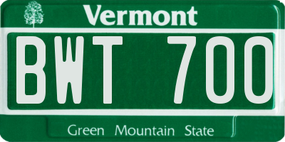 VT license plate BWT700