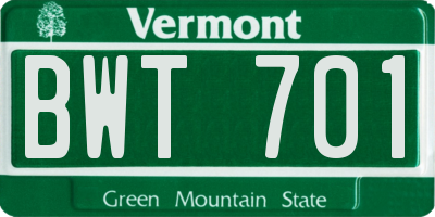 VT license plate BWT701