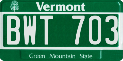 VT license plate BWT703