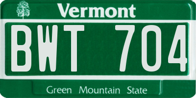 VT license plate BWT704