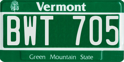 VT license plate BWT705