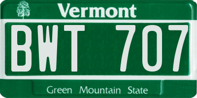 VT license plate BWT707