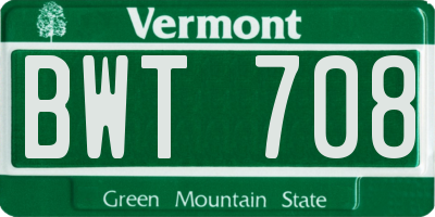 VT license plate BWT708