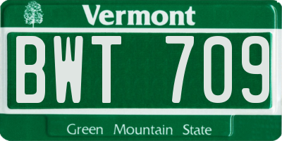 VT license plate BWT709