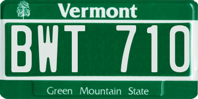 VT license plate BWT710