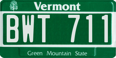 VT license plate BWT711