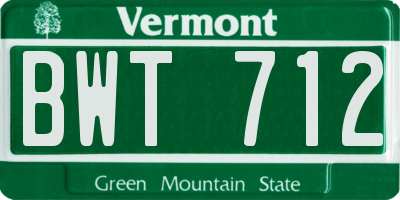 VT license plate BWT712