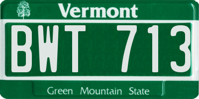 VT license plate BWT713