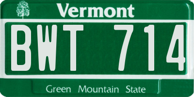 VT license plate BWT714