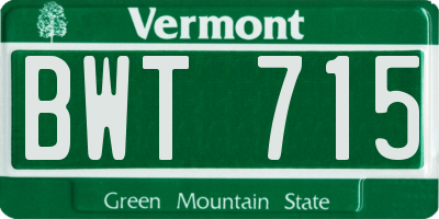 VT license plate BWT715