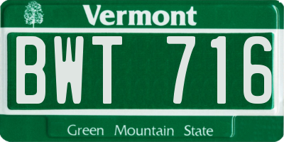 VT license plate BWT716