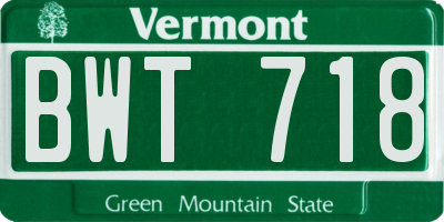 VT license plate BWT718
