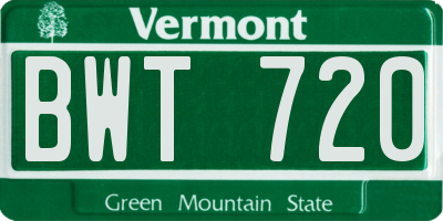 VT license plate BWT720