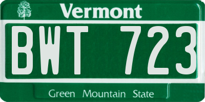 VT license plate BWT723