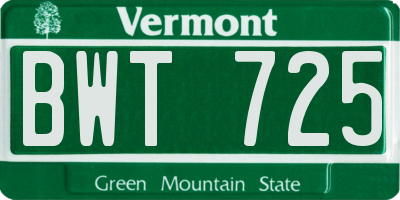 VT license plate BWT725