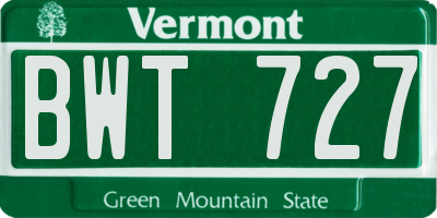 VT license plate BWT727