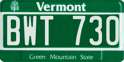 VT license plate BWT730