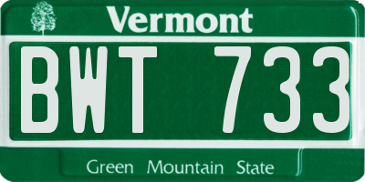 VT license plate BWT733