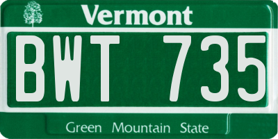 VT license plate BWT735
