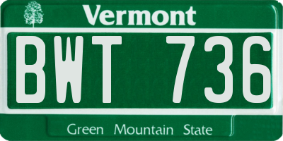 VT license plate BWT736