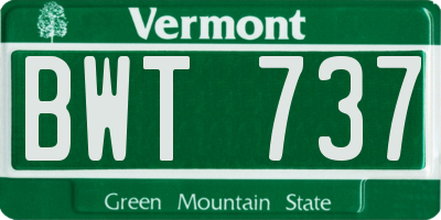 VT license plate BWT737