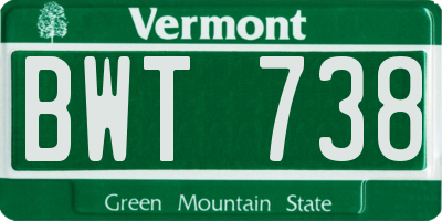 VT license plate BWT738