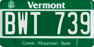 VT license plate BWT739