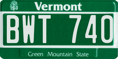 VT license plate BWT740