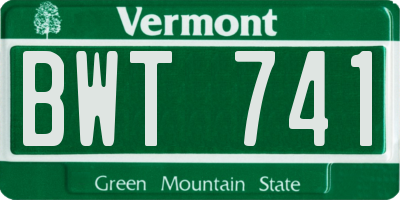 VT license plate BWT741
