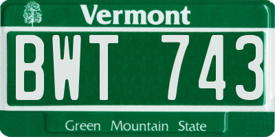 VT license plate BWT743