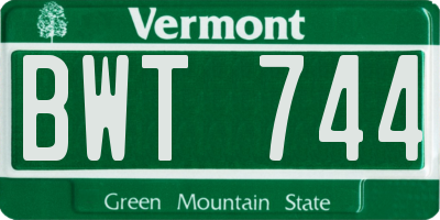 VT license plate BWT744