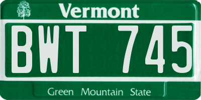 VT license plate BWT745