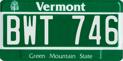 VT license plate BWT746