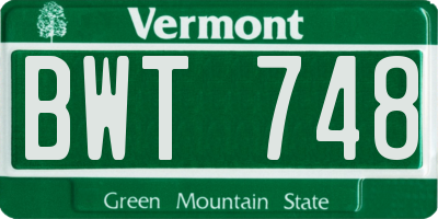 VT license plate BWT748